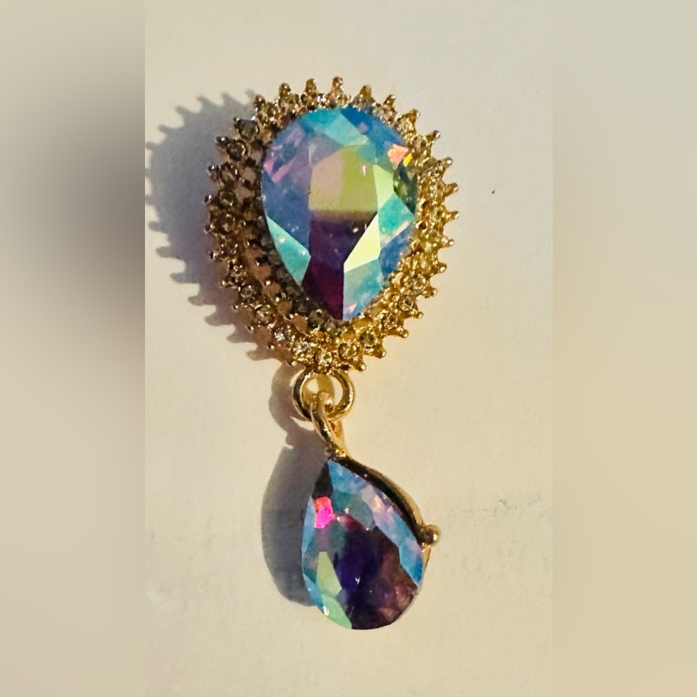 Elegant Gold and Multicolor Teardrop Earrings
